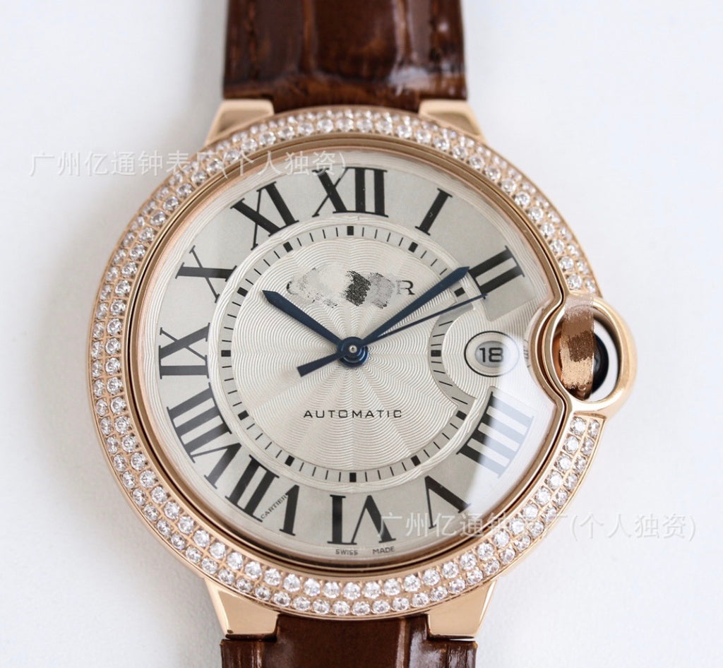 Cardier Ballon Bleü Rosegold Dark Brown Watch With Diamonds