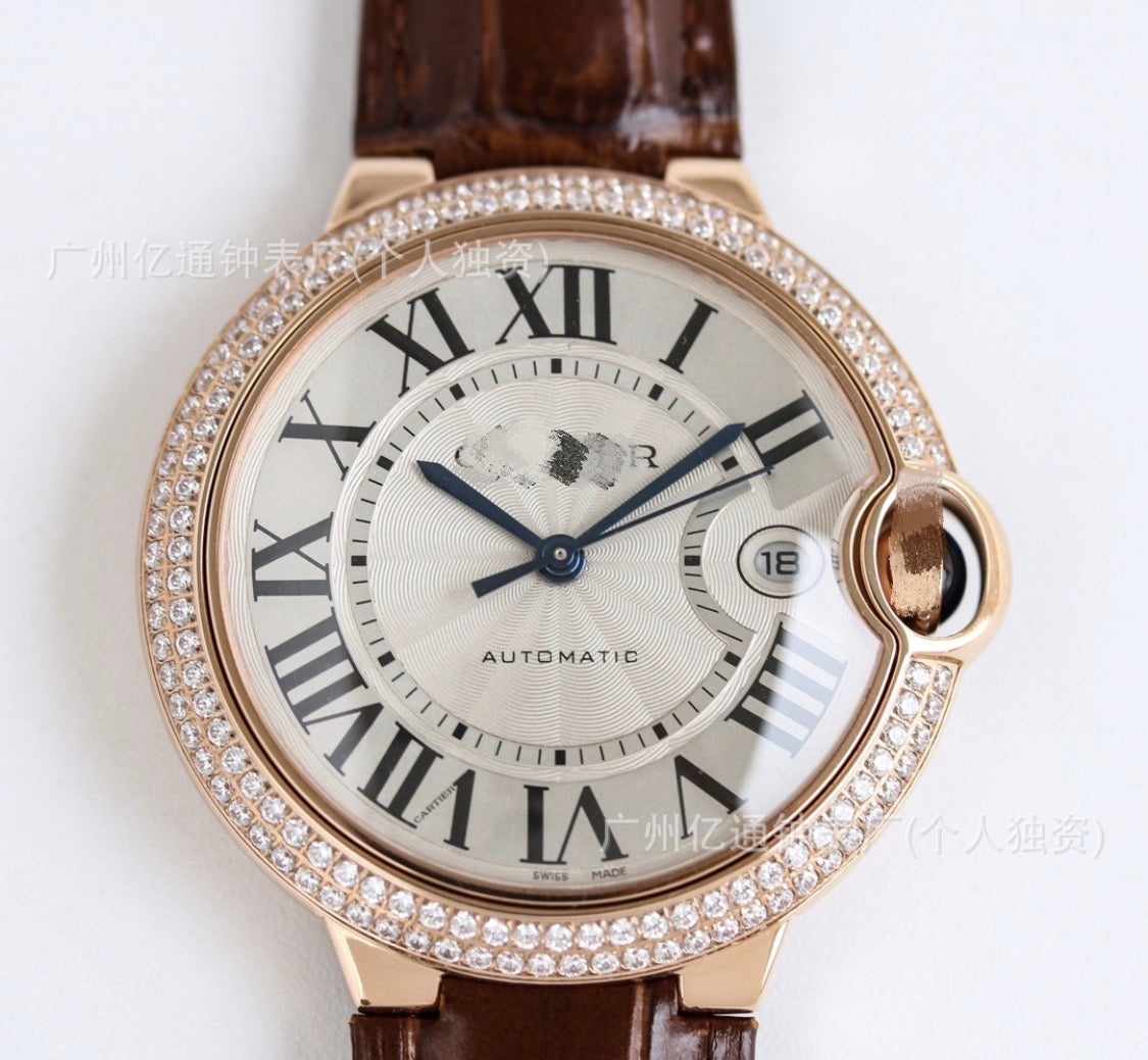 Cardier Ballon Bleü Rosegold Dark Brown Watch With Diamonds