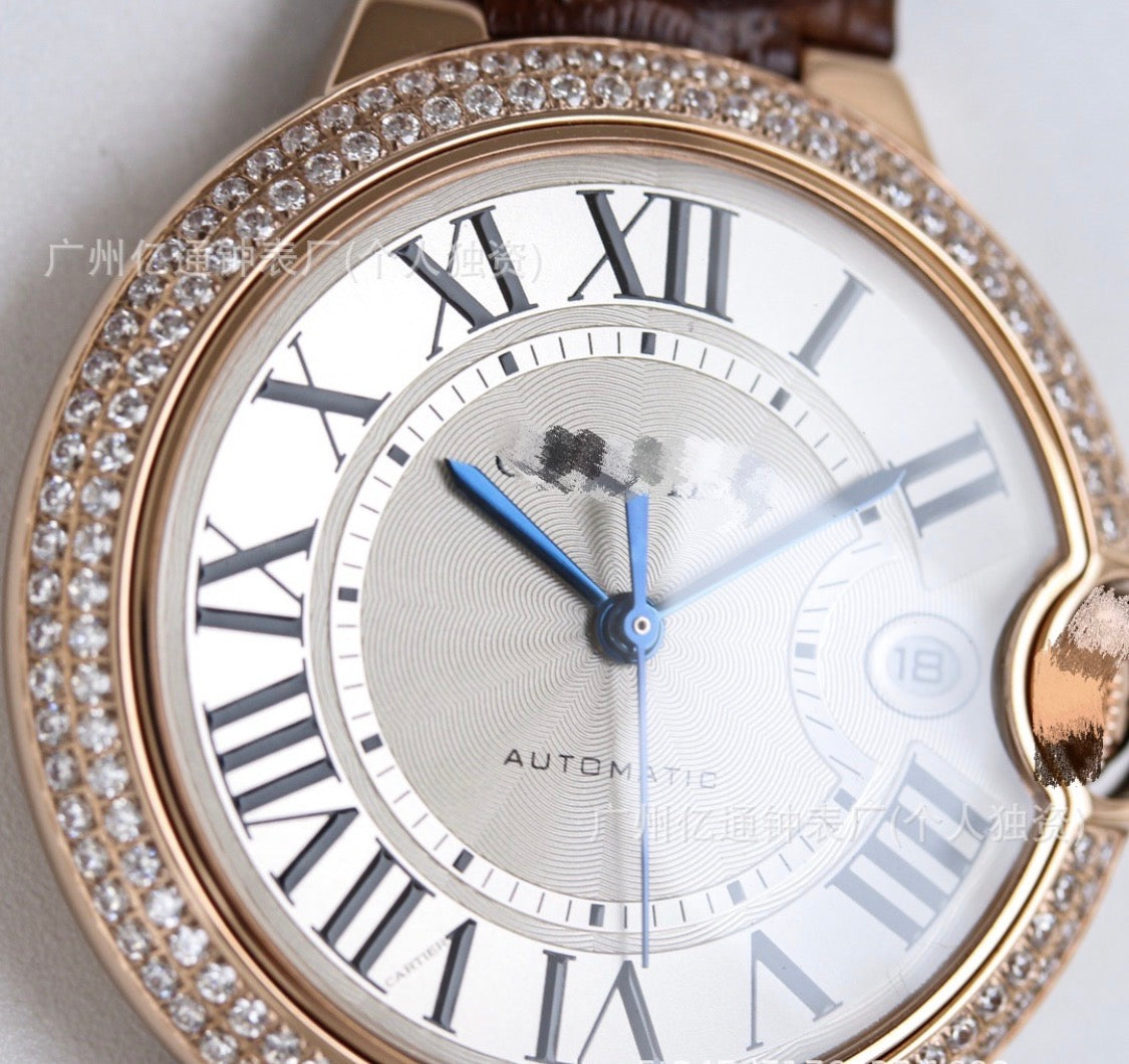 Cardier Ballon Bleü Rosegold Dark Brown Watch With Diamonds