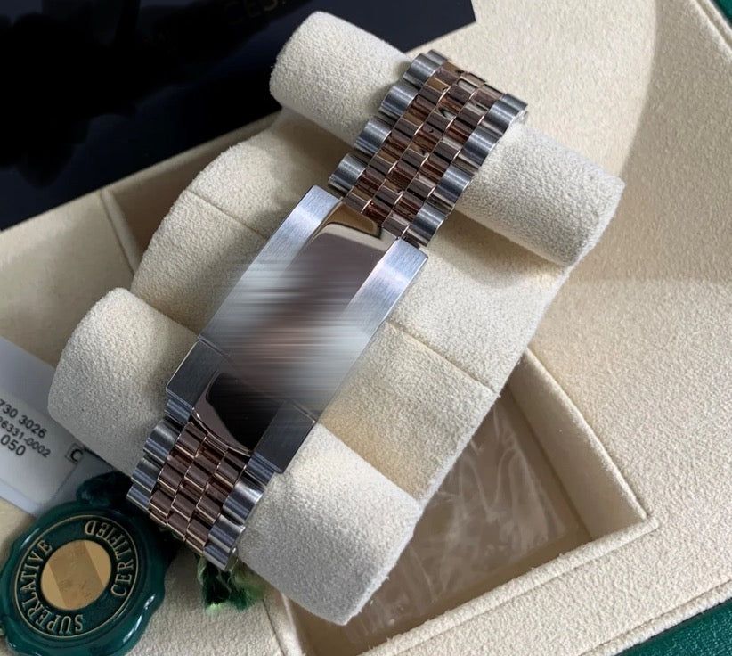 Polex Two Tone Rosegold Silver Jatedust Jubillee armband Watch Rosegold Dial