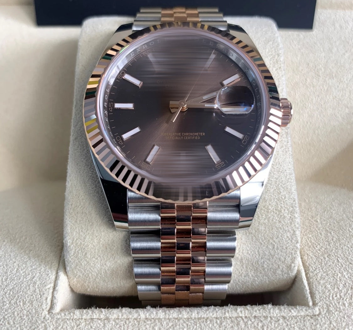 Polex Two Tone Rosegold Silver Jatedust Jubillee armband Watch Rosegold Dial