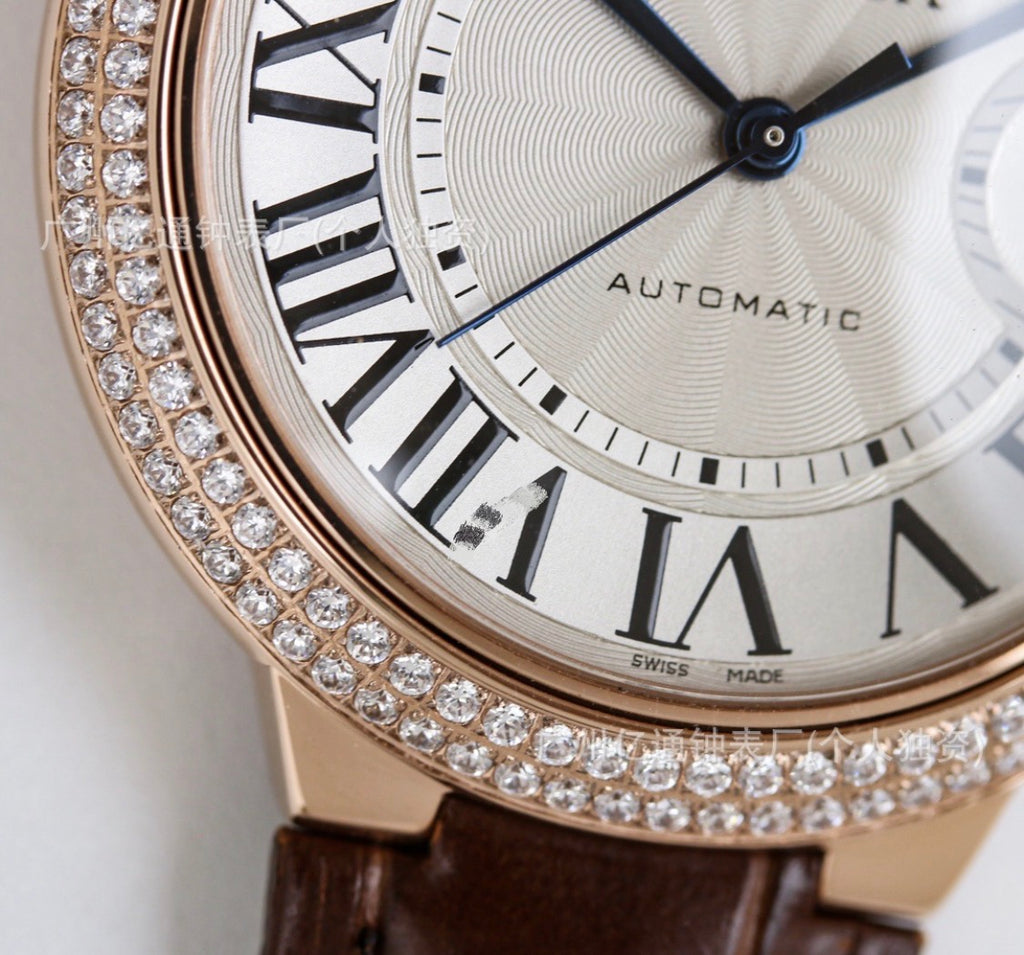 Cardier Ballon Bleü Rosegold Dark Brown Watch With Diamonds