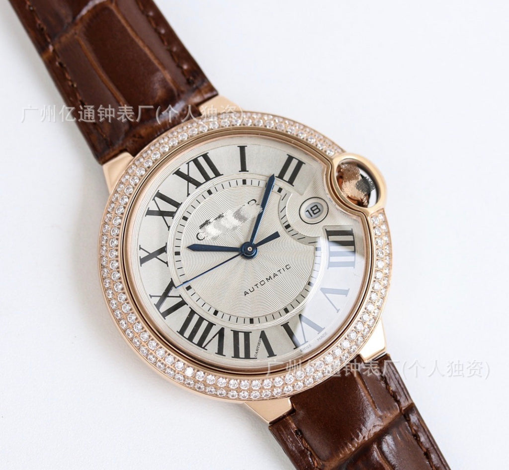 Cardier Ballon Bleü Rosegold Dark Brown Watch With Diamonds