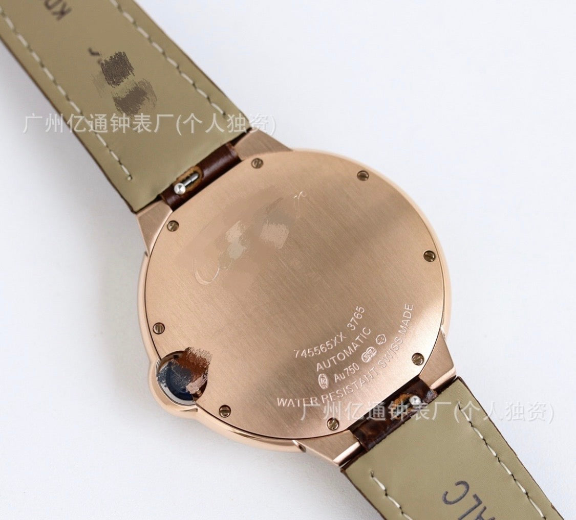 Cardier Ballon Bleü Rosegold Dark Brown Watch With Diamonds