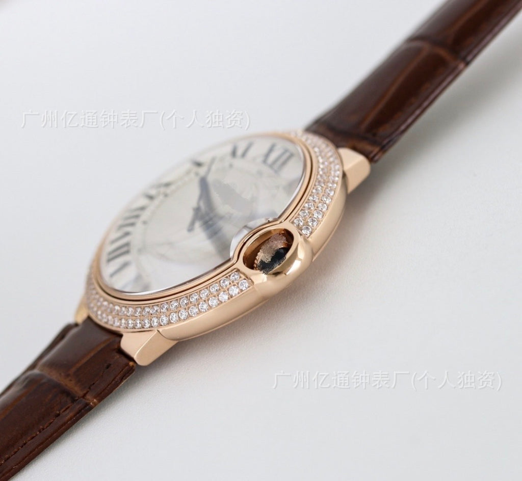 Cardier Ballon Bleü Rosegold Dark Brown Watch With Diamonds
