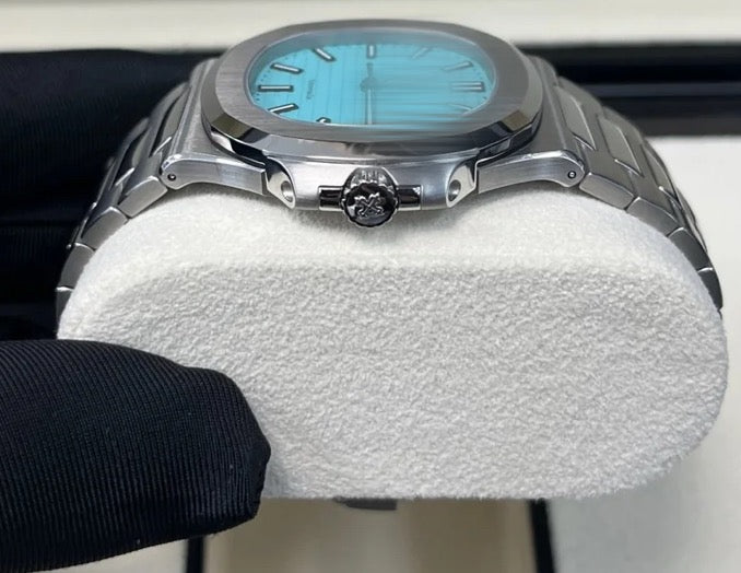 Ratek Rillipe Silver Nautilus Watch Tiffany Blue Dial