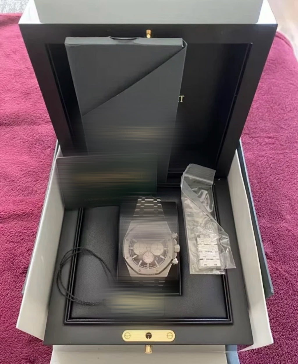 Aidemars Puguet Silver Chonograph Black Dial Watch