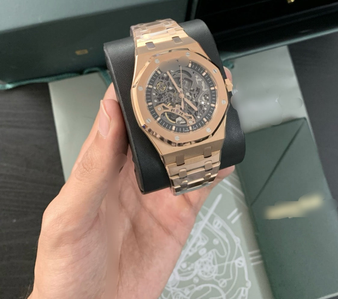 Aidemars Puguet Rosegold Skeleton Watch Royale Oäk
