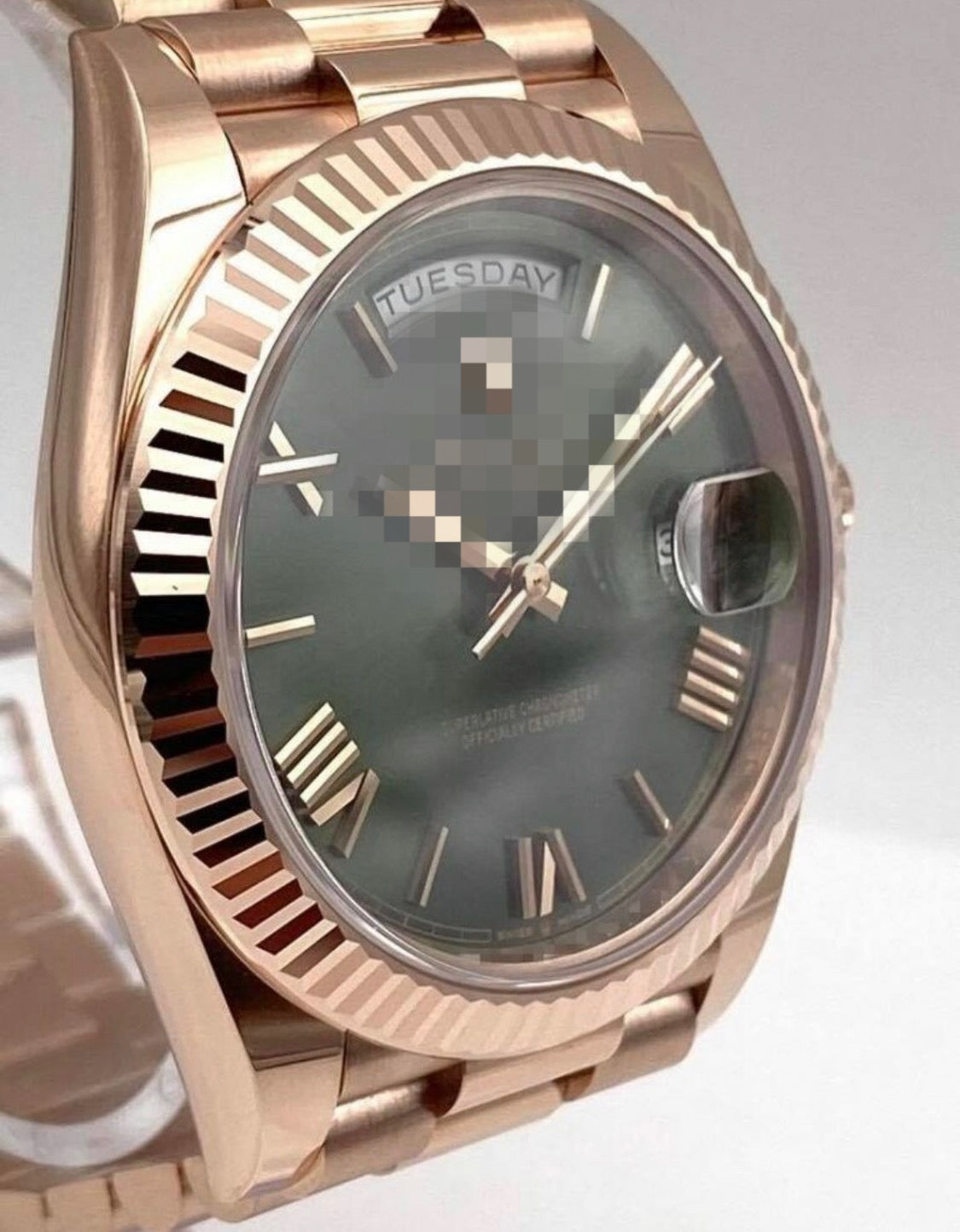 Polex Rose Gold Roman Numerals Green Dial Watch
